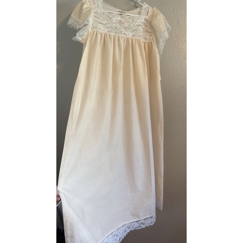 VTG Circa 2000 Nightgown NWT Medium 100% COTTON Lace Floral Made in USA